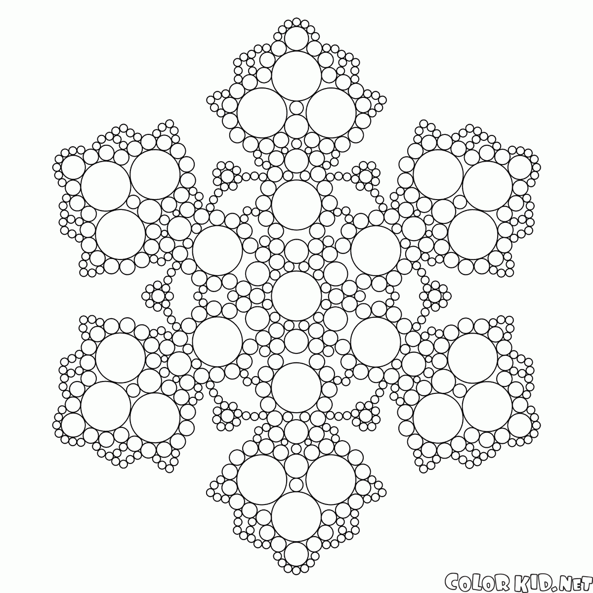 coloring page floco de neve do fractal