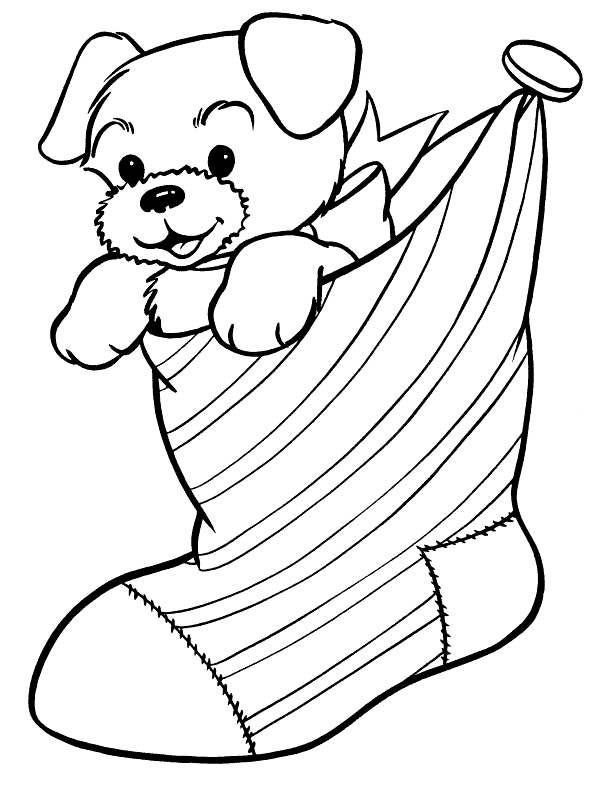 esboço de desenho de cachorro fofo de natal para colorir com