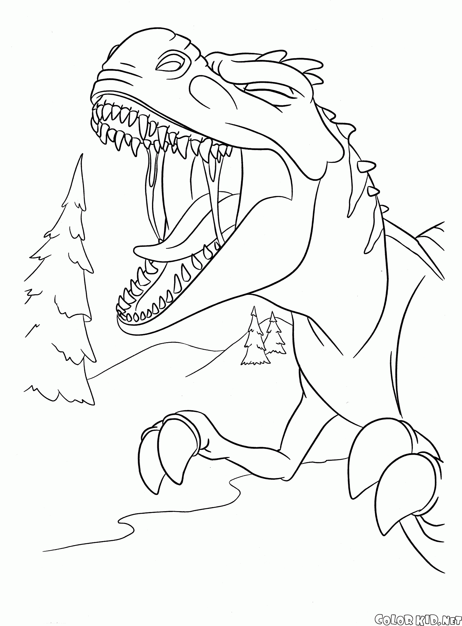 Coloring page - Rugido alto do dinossauro