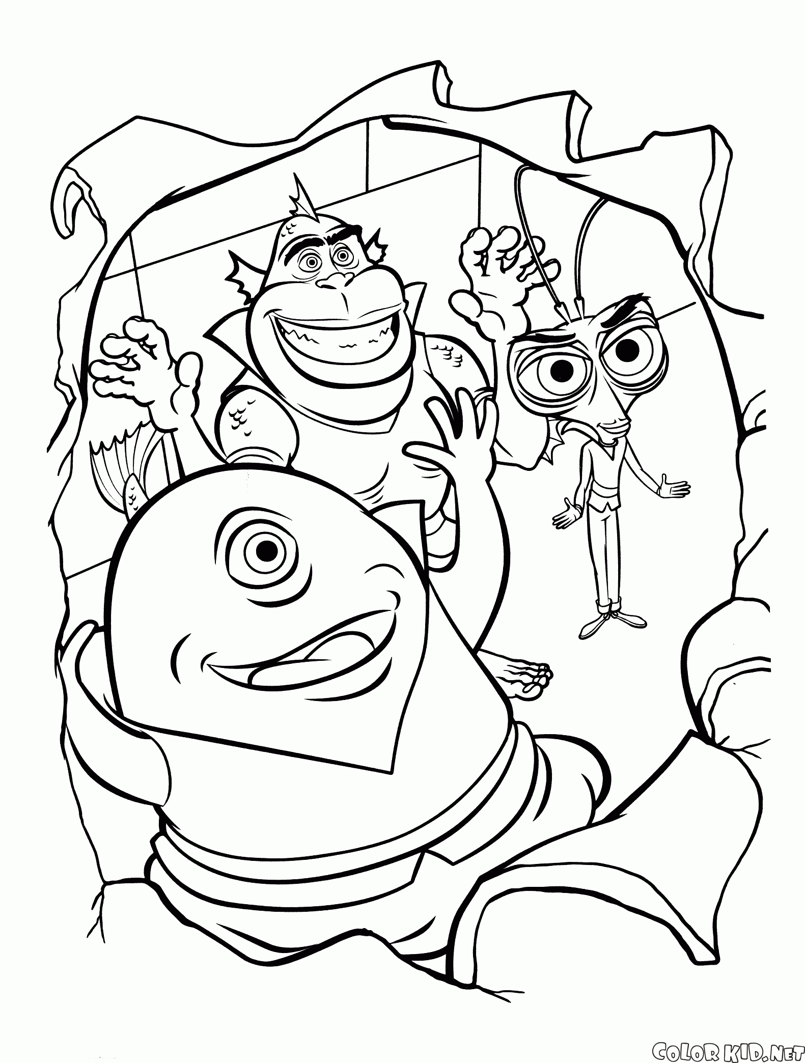 Monsters vs Aliens desenho para colorir