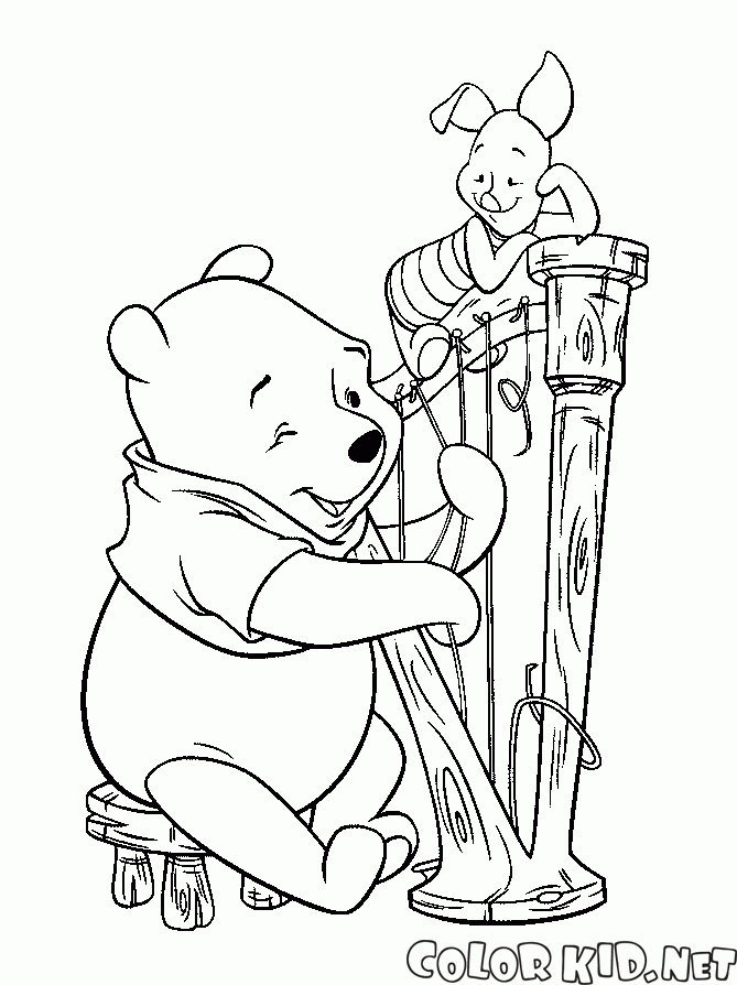 Winnie, Leitão e uma harpa