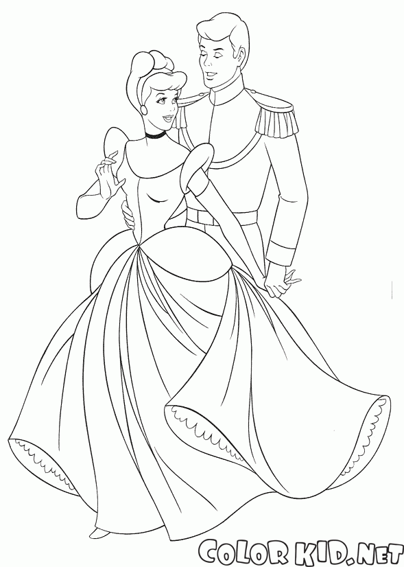Cinderela eo príncipe no baile