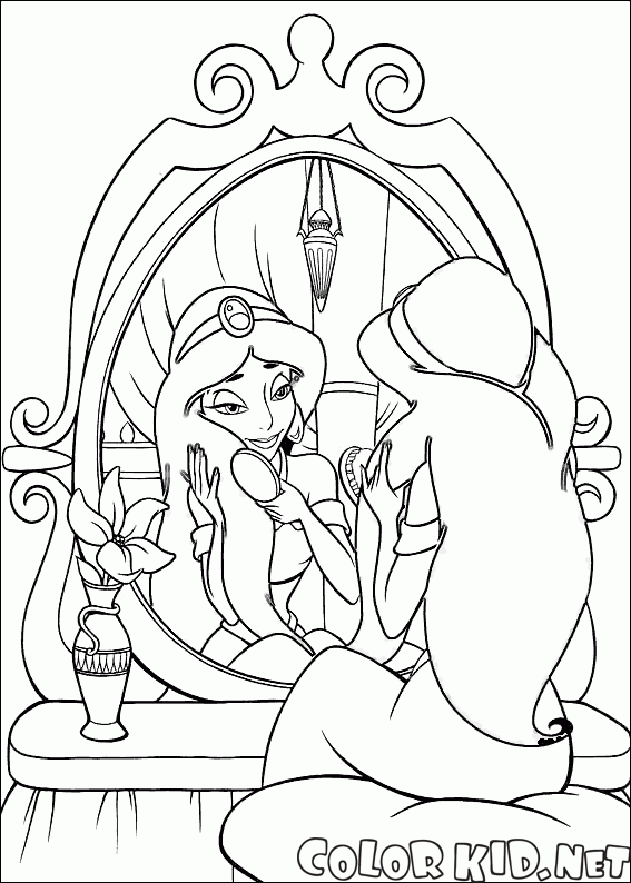 Princesa Jasmine e um espelho