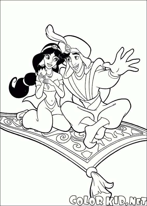 Aladdin e Jasmine na viagem