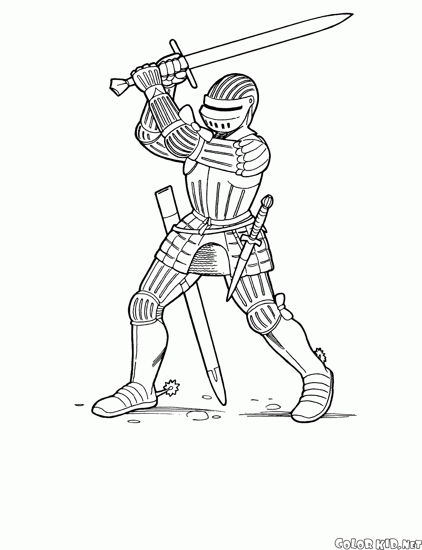 Cavaleiro com uma espada de duas mãos