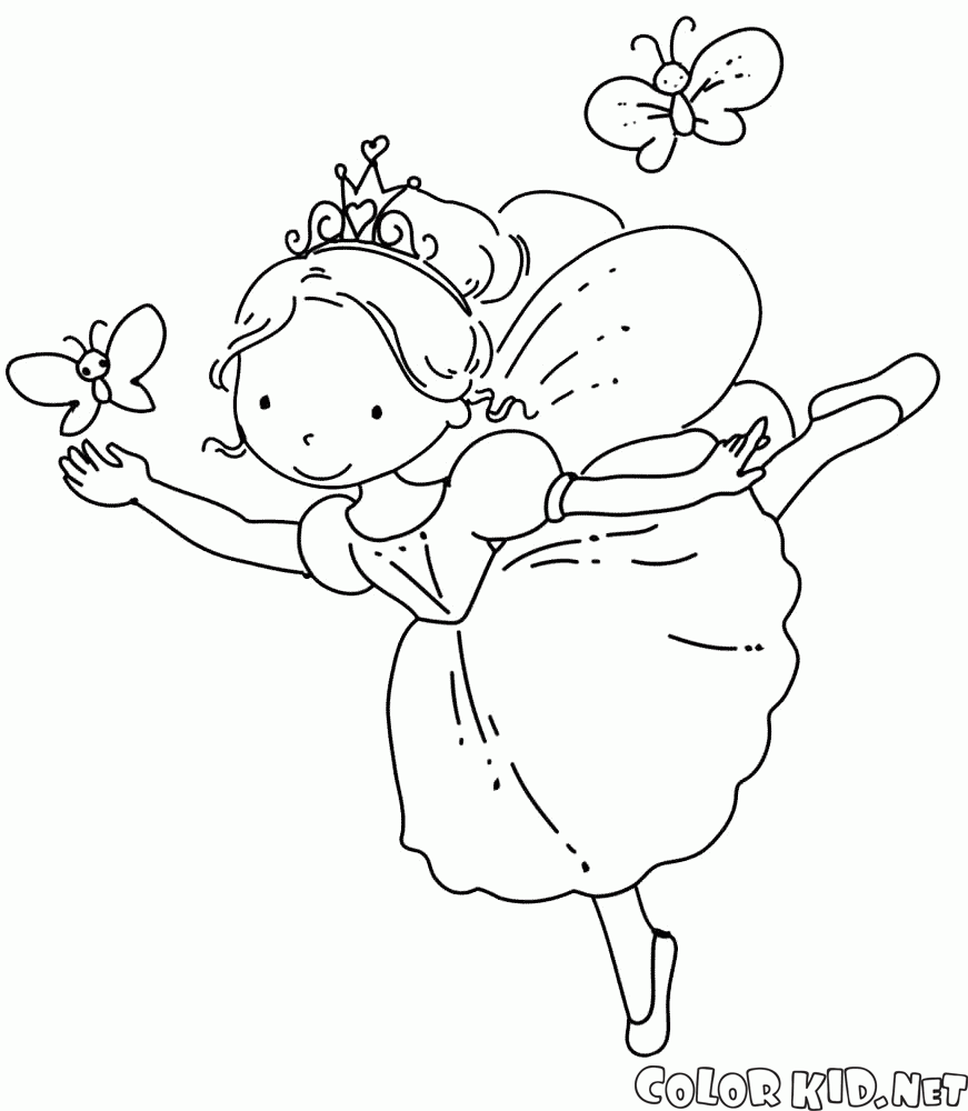 Desenho de Princesa com varinha mágica para colorir