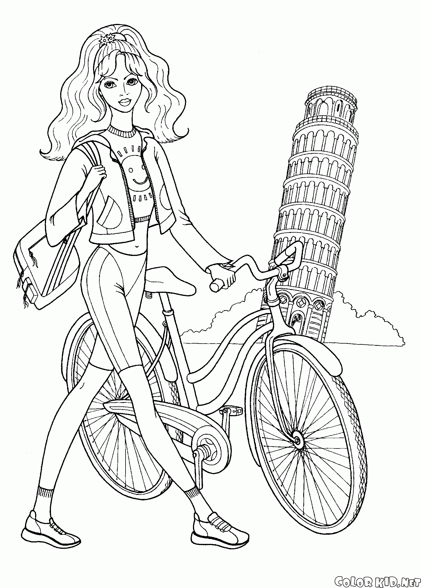 Menina com uma bicicleta
