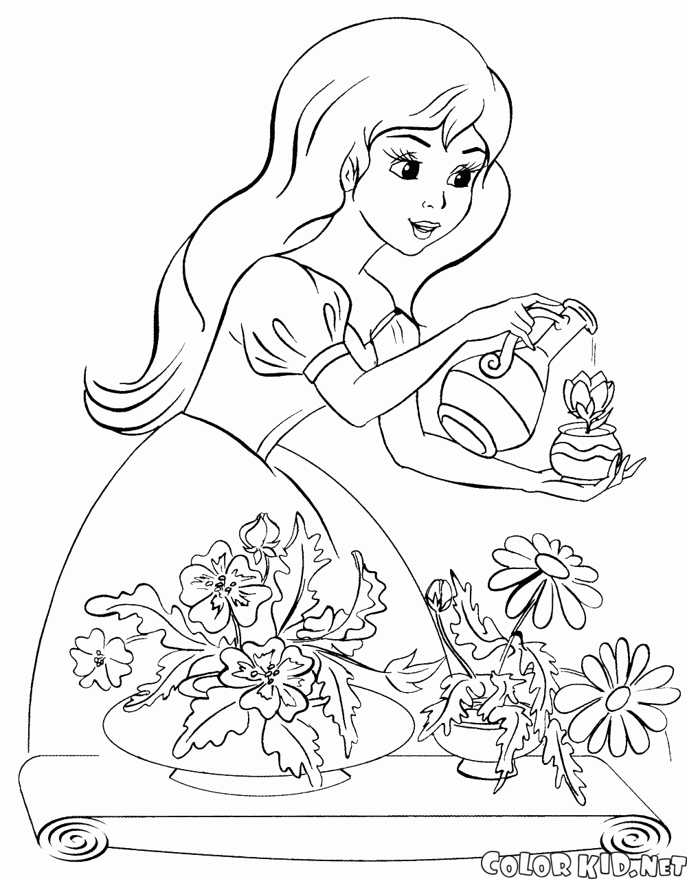 Princesa molha flores
