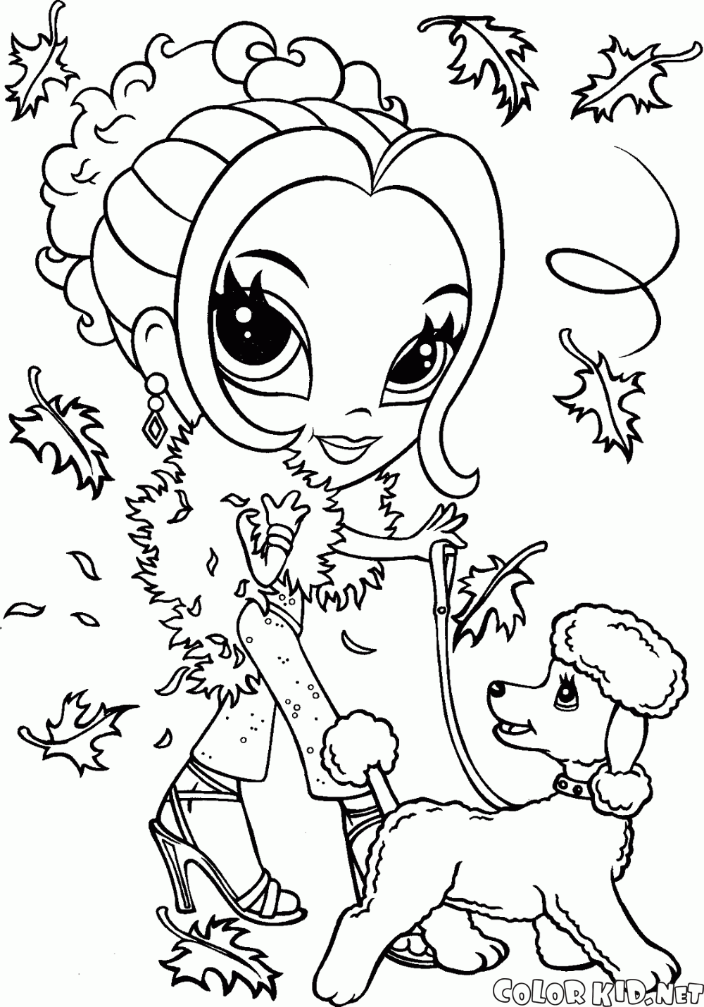 Barbie e poodle para colorir - Imprimir Desenhos