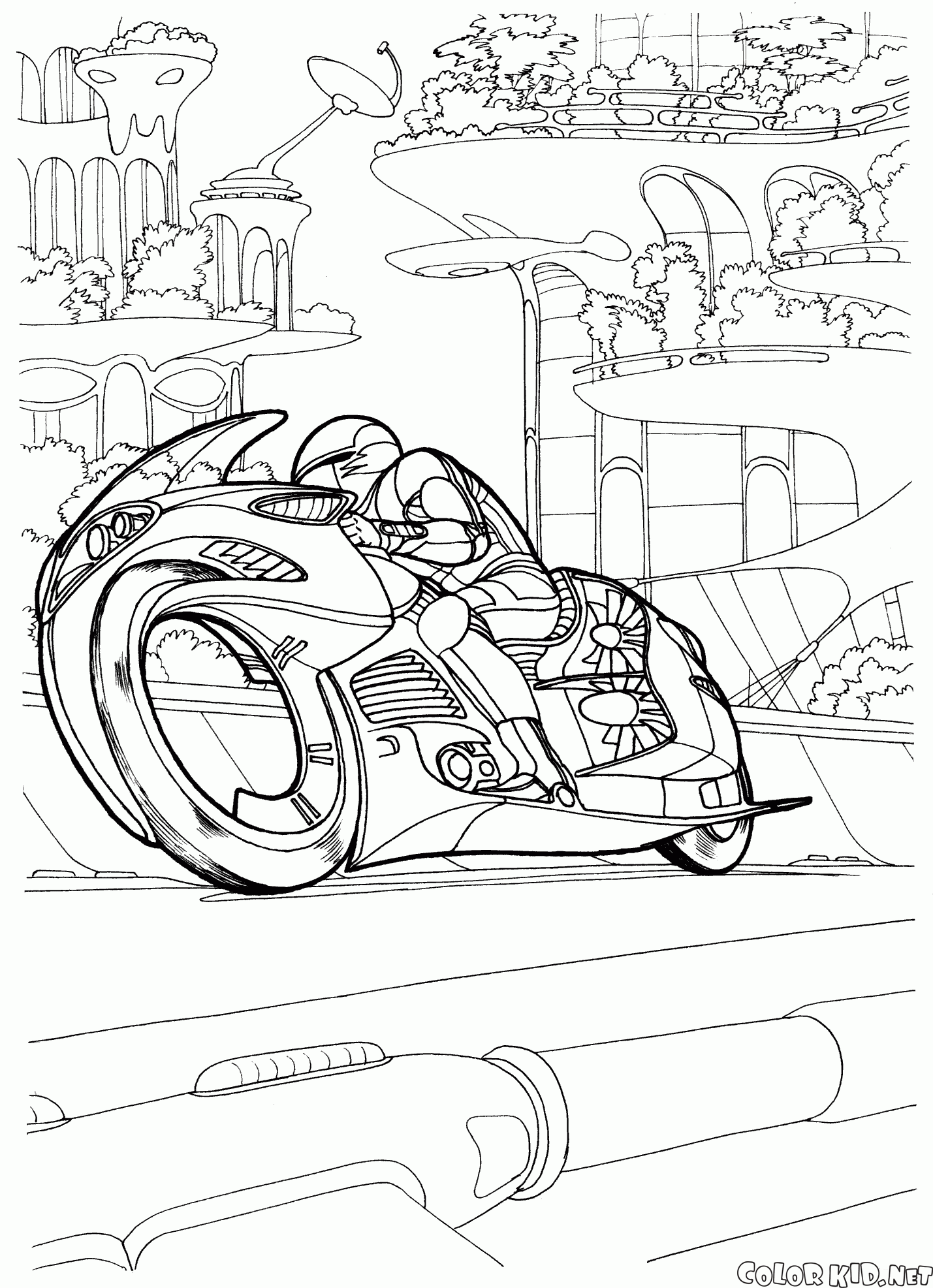 Desenhos para colorir de desenho de uma corrida de motocross para