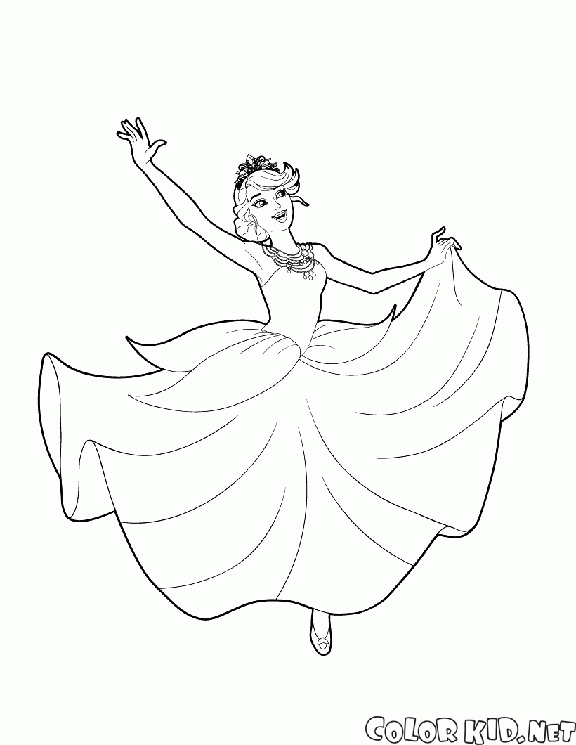 Desenho de Princesa em seu vestido de casamento para colorir