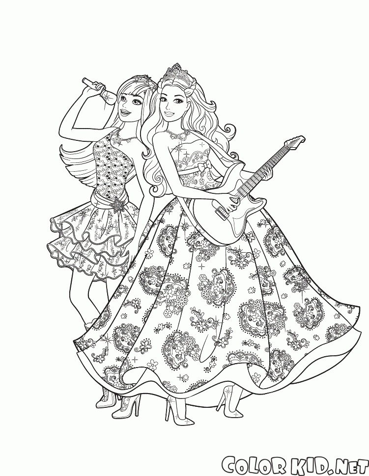 Desenho de Barbie com vestido elegante para colorir