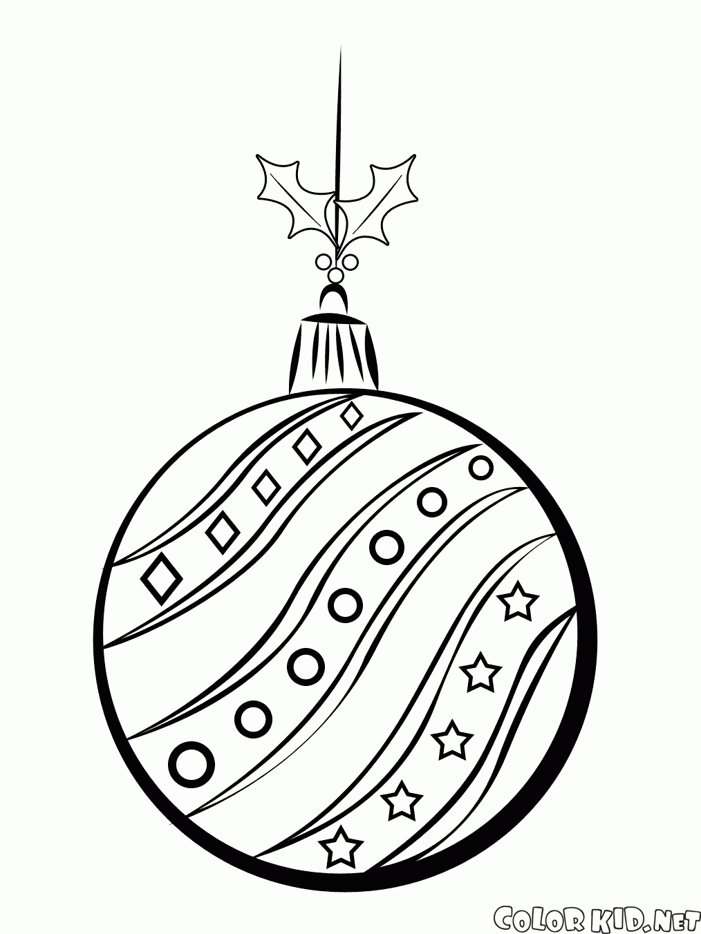 Coloring page - Bola da árvore de Natal em uma corda