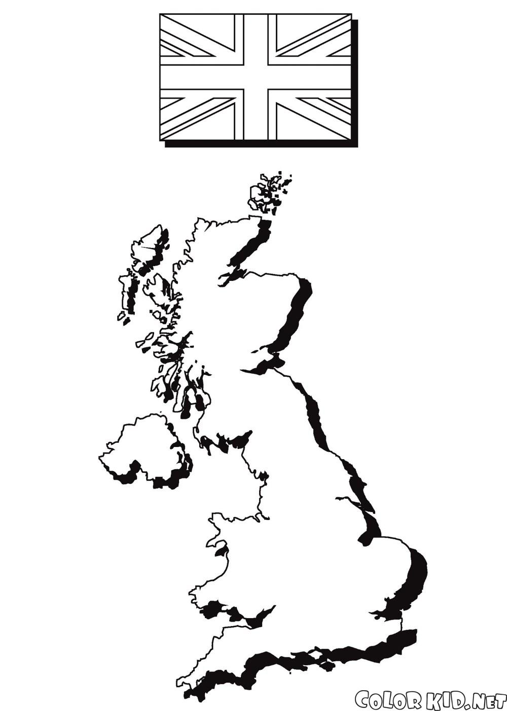 O mapa ea bandeira de Inglaterra