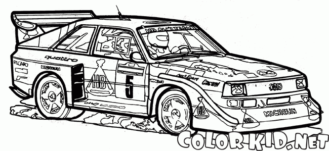 Coloring page - Carro de corrida dos anos 80