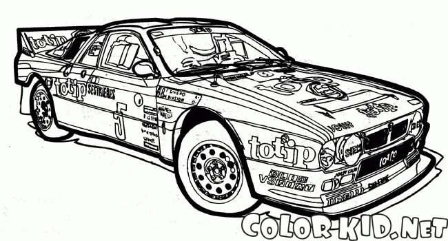 Coloring page - Carro de corrida dos anos 80