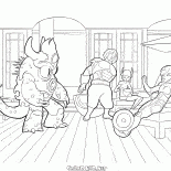 A equipe em trajes de combate