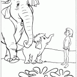 Mowgli e do elefante do bebê