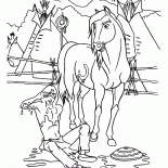 Coloring page - Banhando o cavalo