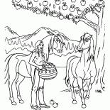 Nativo americano com maçãs