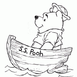Winnie em um barco