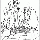 Lady come o pequeno almoço com a Tramp