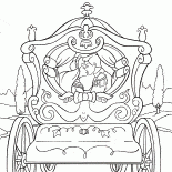 Cinderela eo Príncipe em uma carruagem
