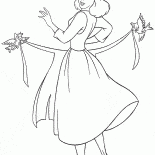 Cinderella coloca em um avental