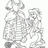 Cinderela sews vestido