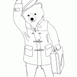 Paddington com uma mala de viagem