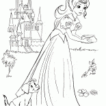 Princesa alimenta o filhote de cachorro