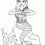 Sereia que penteia seu cabelo