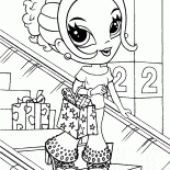 A menina em uma loja de roupas