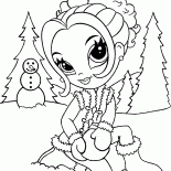 Menina esculpe boneco de neve