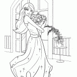 Barbie e um buquê de flores