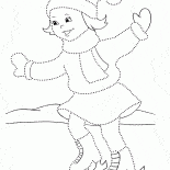 A menina está patinando