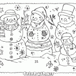 Família de bonecos de neve