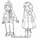 Crianças na roupa do inverno