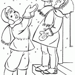 Crianças que travam flocos de neve