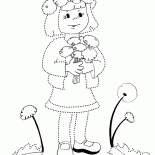 Menina com dentes de leão