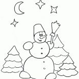 Boneco de neve e estrelas do céu