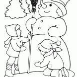 Crianças moldar o boneco de neve