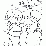 Urso e boneco de neve