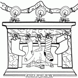 Meias do Natal na lareira