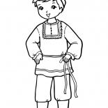 O menino no traje nacional